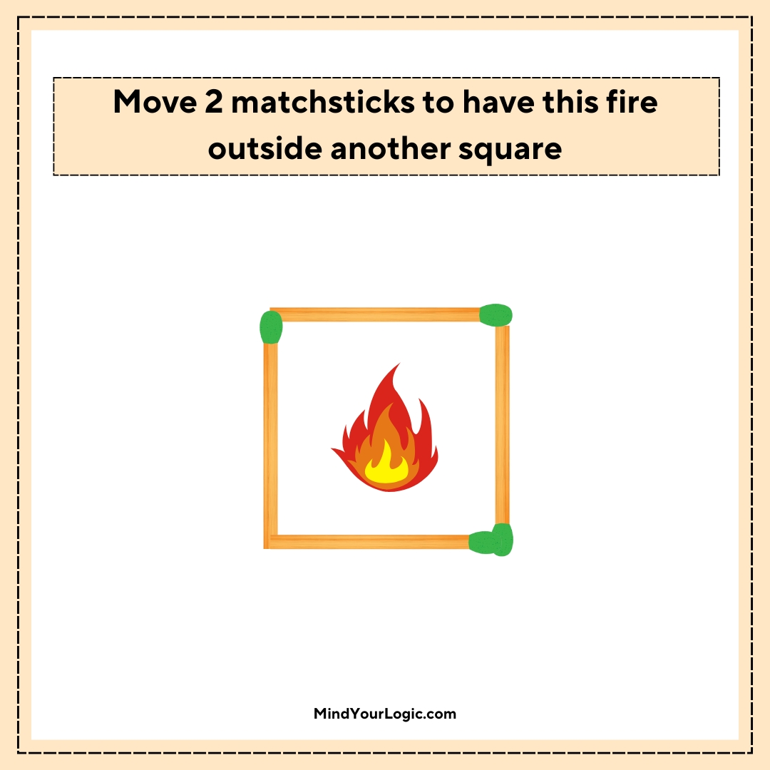 Matchstick Puzzles : move-2-matchstick-to-have-thi- fire-outside-another-sqaure